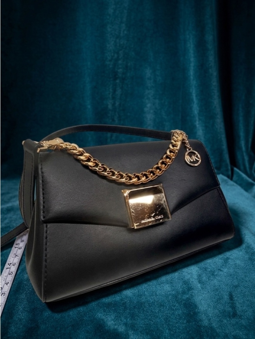 Michael Kors Lita  Leather Cross Body Handbag with Gold Chain